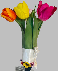 SOLAR GRAVE SITE FLOWER ARRANGEMENT- Tulips
