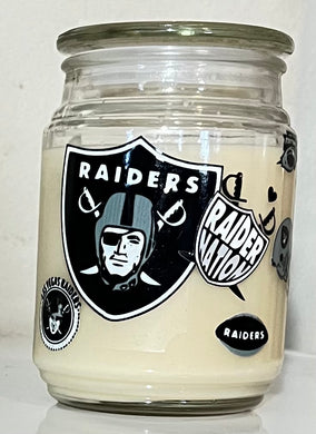 LAS VEGAS RAIDERS SPORTS CANDLE - w/ Coaster