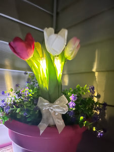 SOLAR GRAVE SITE FLOWER ARRANGEMENT- Tulips
