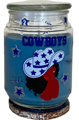 COWBOYS & GIRLS SPORTS CANDLE -w/Coaster