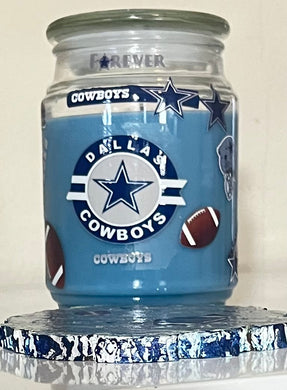 DALLAS COWBOYS SPORTS CANDLE -w/ decorative Coaster
