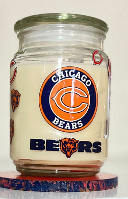 CHICAGO BEARS SPORTS CANDLE- w/ Coaster
