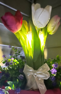 SOLAR GRAVE SITE FLOWER ARRANGEMENT- Tulips