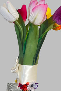 SOLAR GRAVE SITE FLOWER ARRANGEMENT- Tulips
