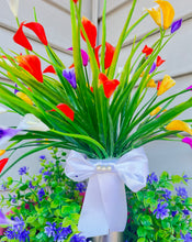 COLORFUL GRAVE SITE FLOWER ARRANGEMENT -  Calla Lillies