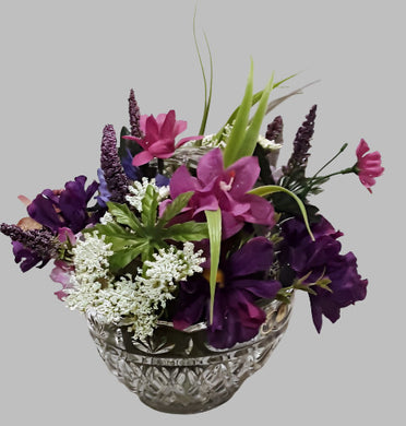 White and Purple Chrystal Flower Center Piece