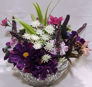 White and Purple Chrystal Flower Center Piece