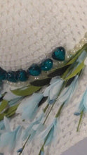ANGELICA'S -  Glass Blue and black hearts &Pearls w/Flowers