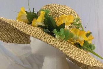 SUNNIE- Tan Sunflower Dress Hat