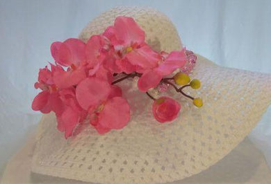TONYA-  Pink & White Floral Sun Hat