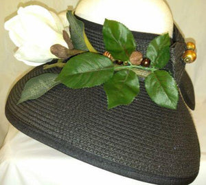 NA'OMI-  Black & White Flower Wrap Around Bonnet