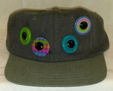 TOYA-  Gray & Green Multi Colored Button Baseball Cap