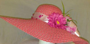 PEGGIE-  Pink /White Dress Hat