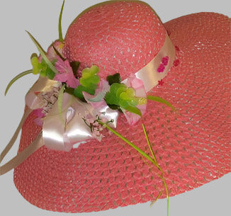 PEGGIE-  Pink /White Dress Hat