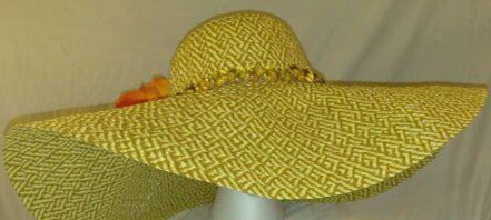 DEBORAH -  Brown & Gold Sun Hat w/Orange Flowers