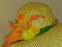 DEBORAH -  Brown & Gold Sun Hat w/Orange Flowers