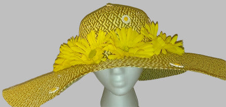 LIZZIE-  Yellow flowered Sun Hat
