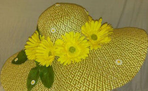 LIZZIE-  Yellow flowered Sun Hat