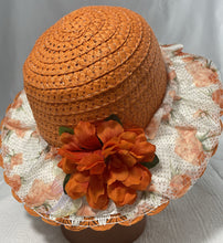 HILLORY-  Orange and White  Flowered Little Girls Hat