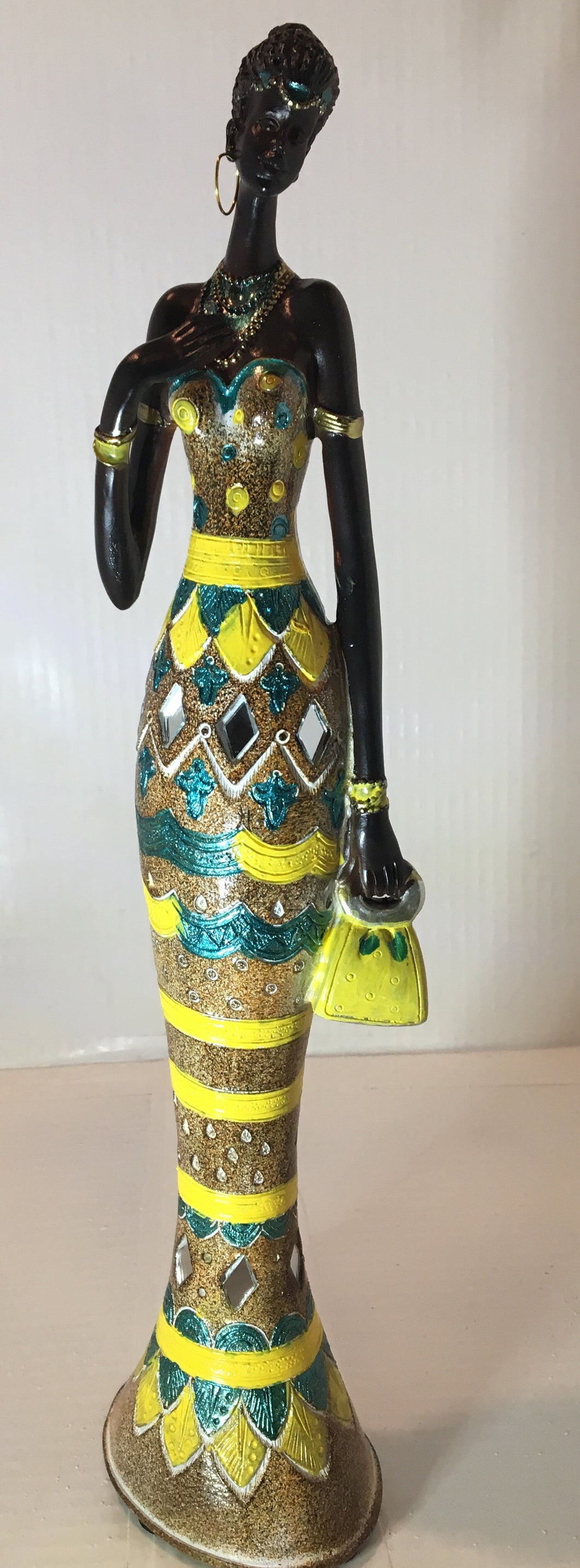 SARA- frican Lady w/ Yellow and Turquoise