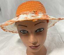 HILLORY-  Orange and White  Flowered Little Girls Hat
