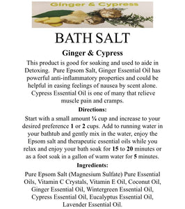 GINGER & CYPRESS- Large Jar Bath Salt
