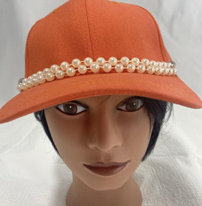 BOBBIE-  Orange Pearl Baseball Cap