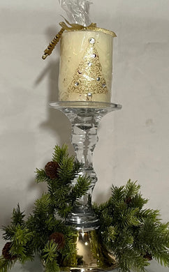 CHRISTMAS WHITE  CHRISTMAS- Tree Jewled Candle