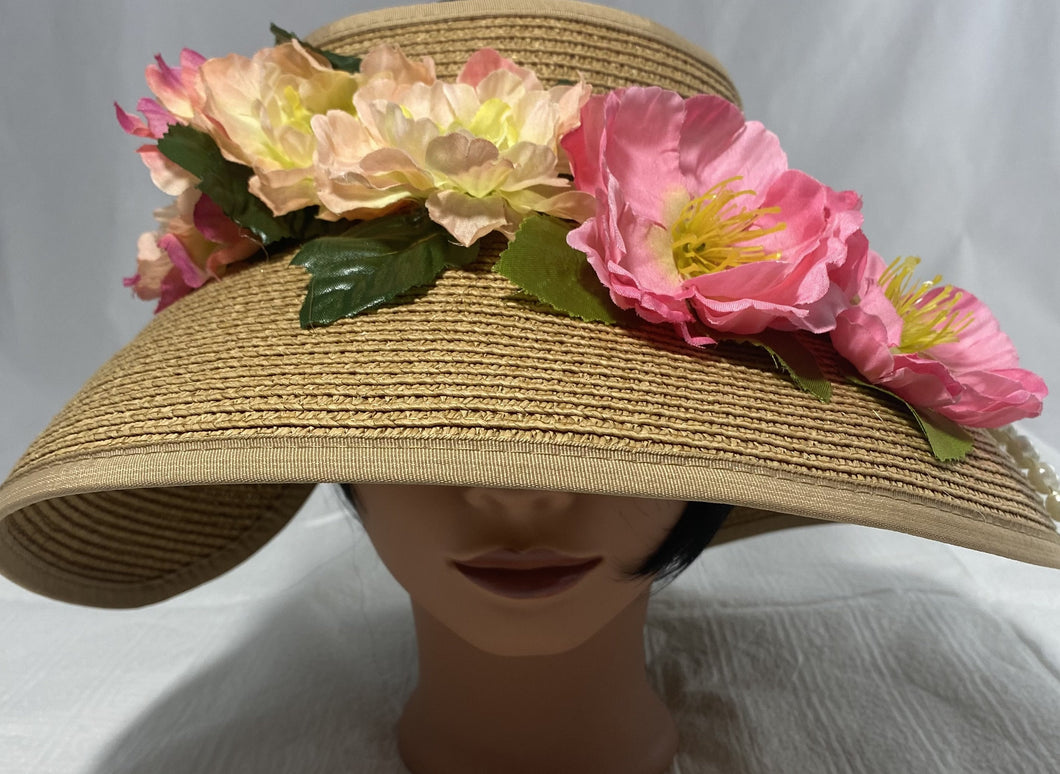 FLOWERS w/Peals Brown Wrap Hat