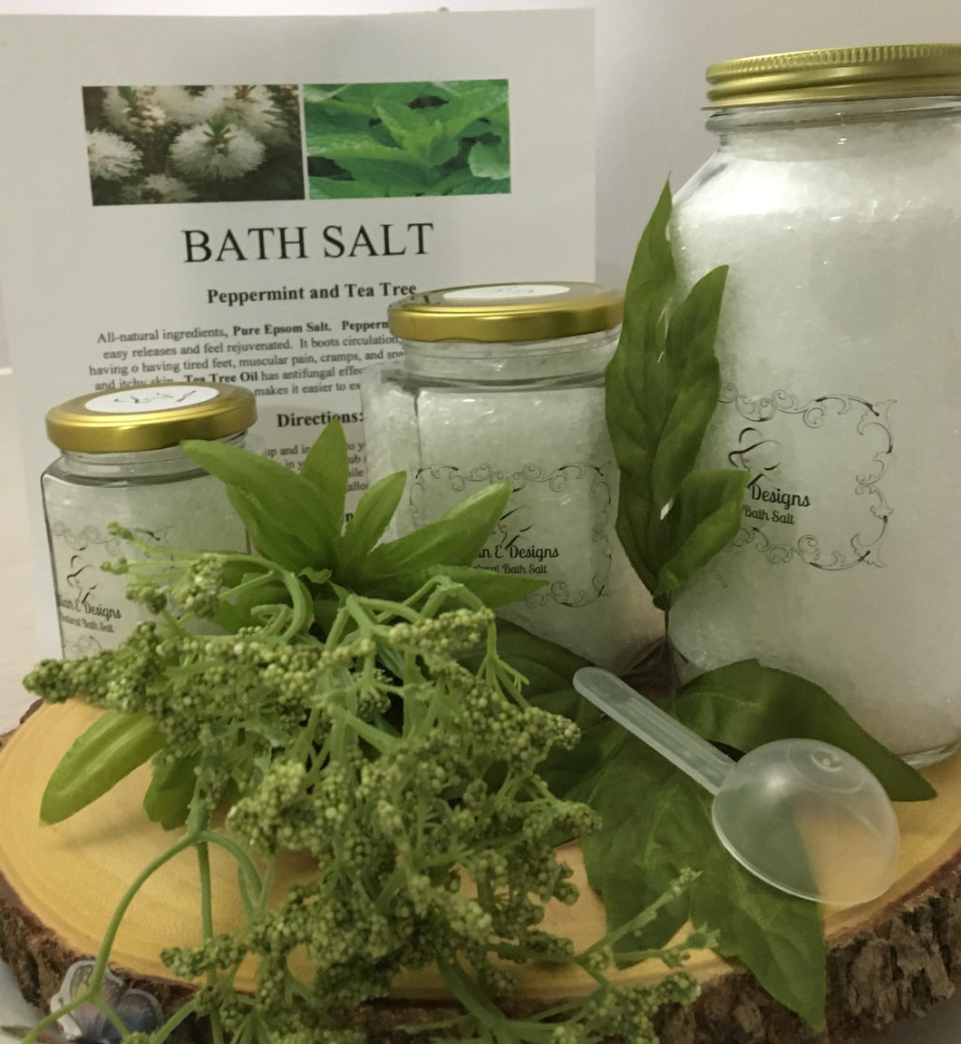 PEPPERMINT & TEA TREE- Small Jar Bath Salt