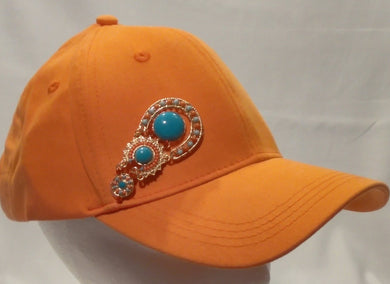 MARIA-  Orange Jeweled Baseball Cap
