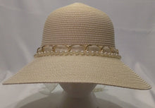 TINA-  Natural Bonnet w/White  & Gold Accents Hat