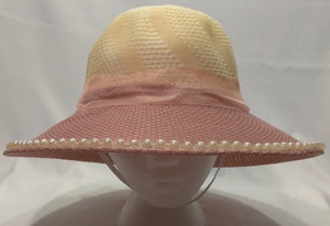 BRENDA-  Light Rose w/Pearls & White Flower Hat